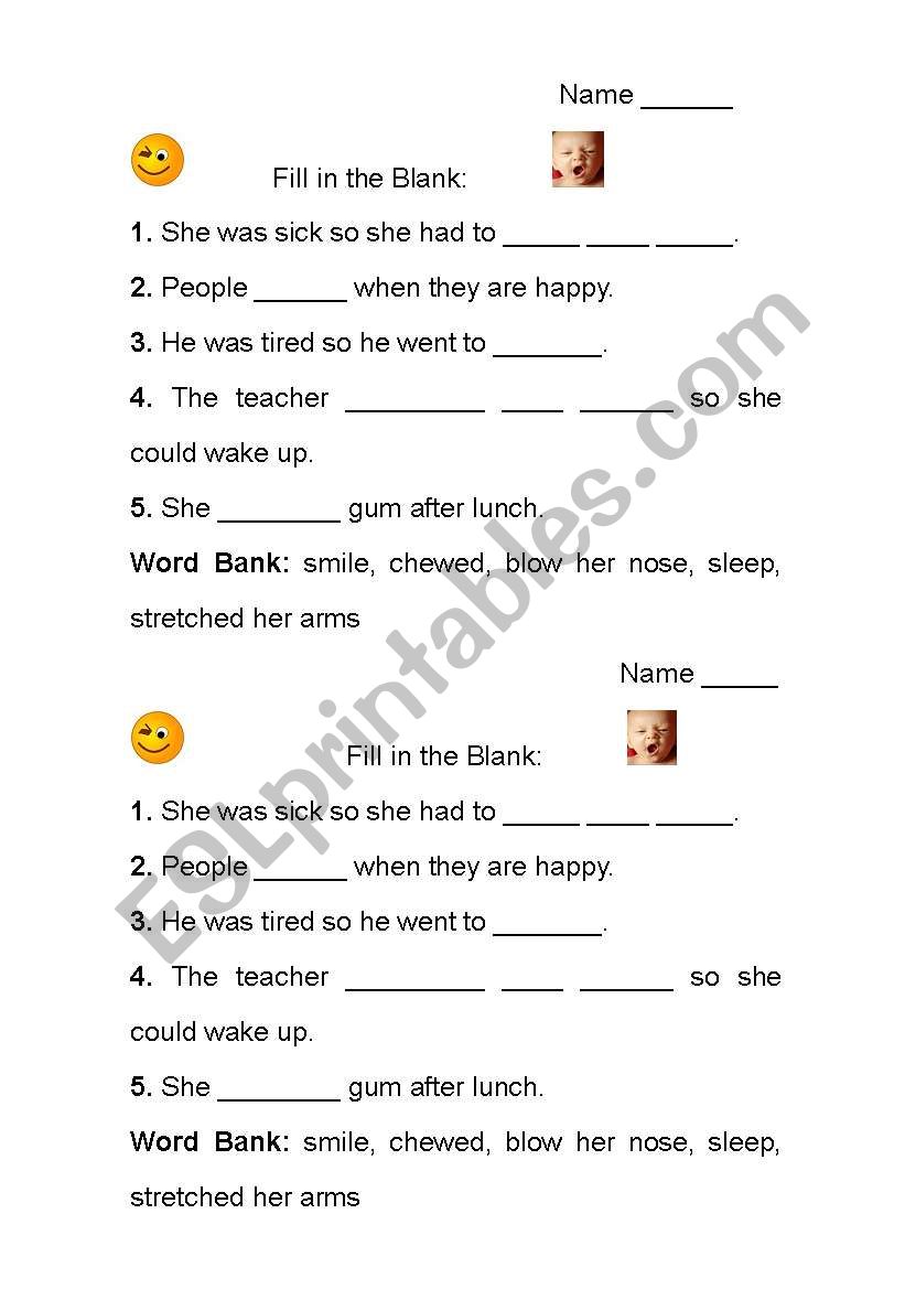 Action Words worksheet