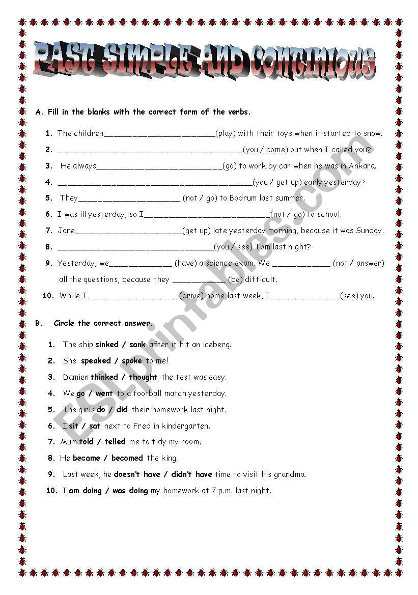 PAST SIMPLE AND CONTINUOUS worksheet