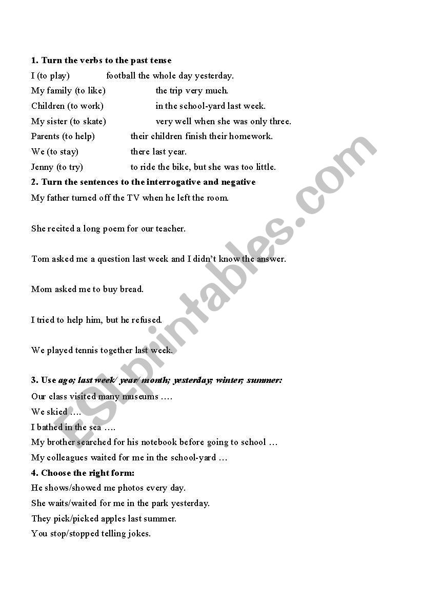 Simple Past  worksheet
