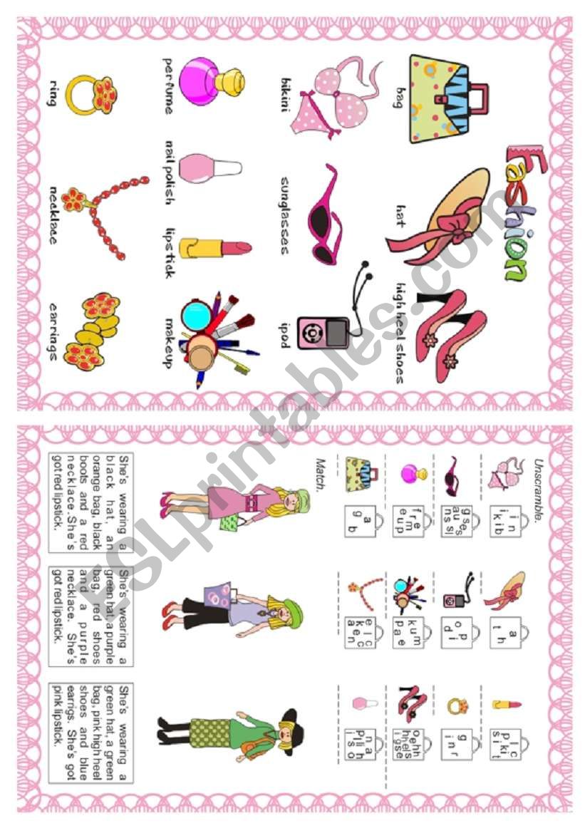 FASHION worksheet