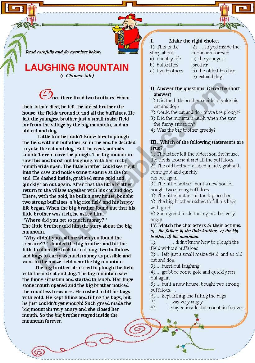 LAUGHING MOUNTAIN worksheet