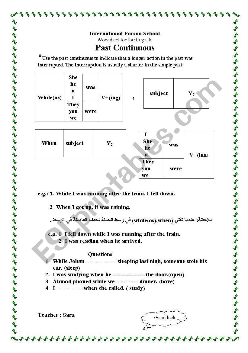 past continuous grammar   worksheet