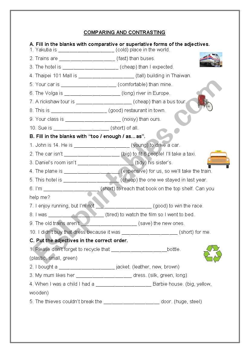 comparison worksheet