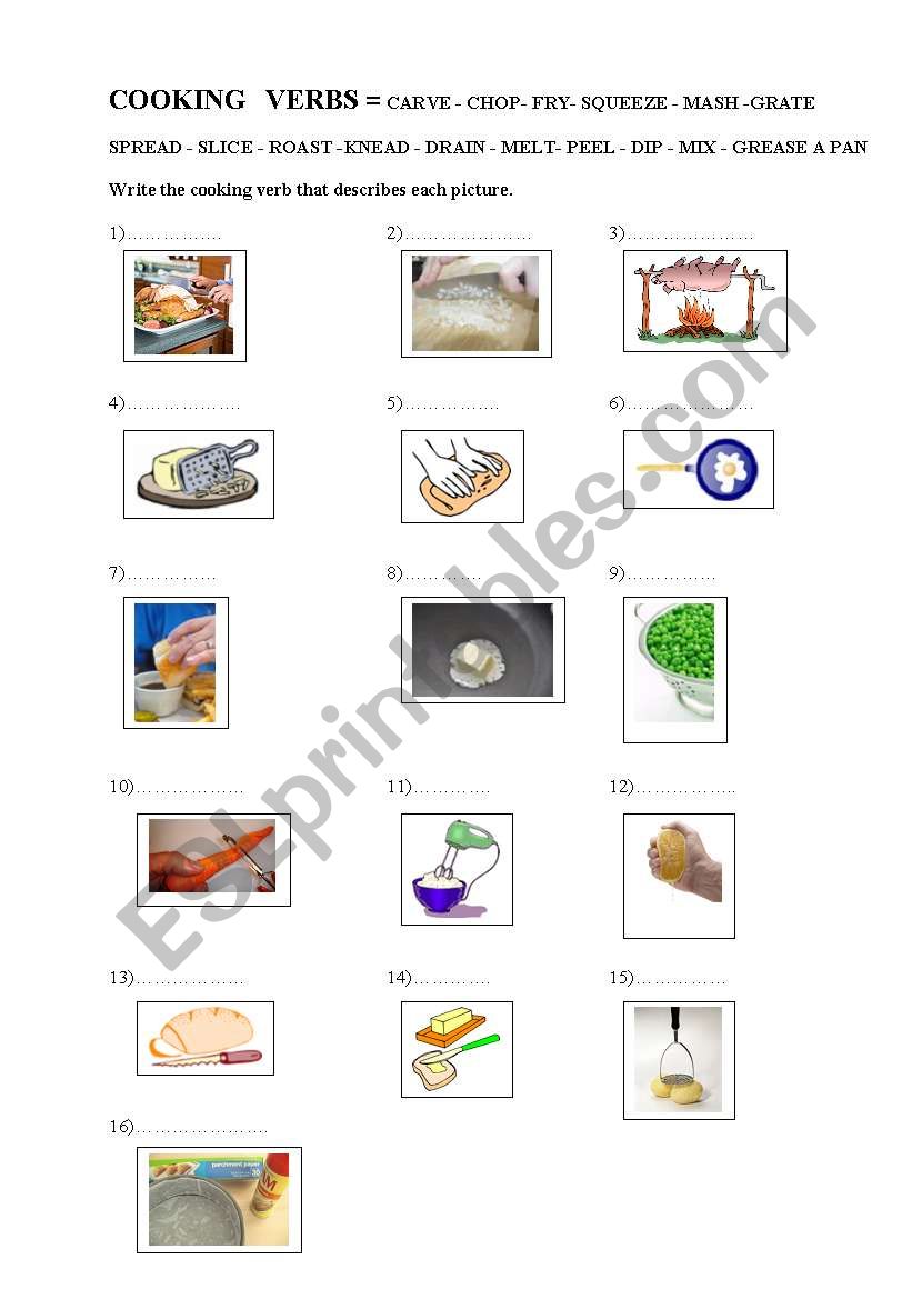  Match picture with cooking verb