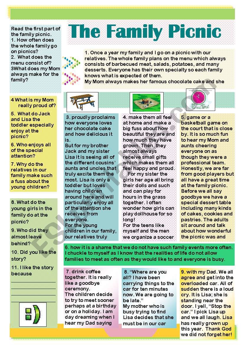 The Family Picnic worksheet