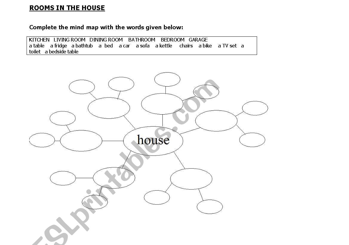 Rooms and furniture worksheet