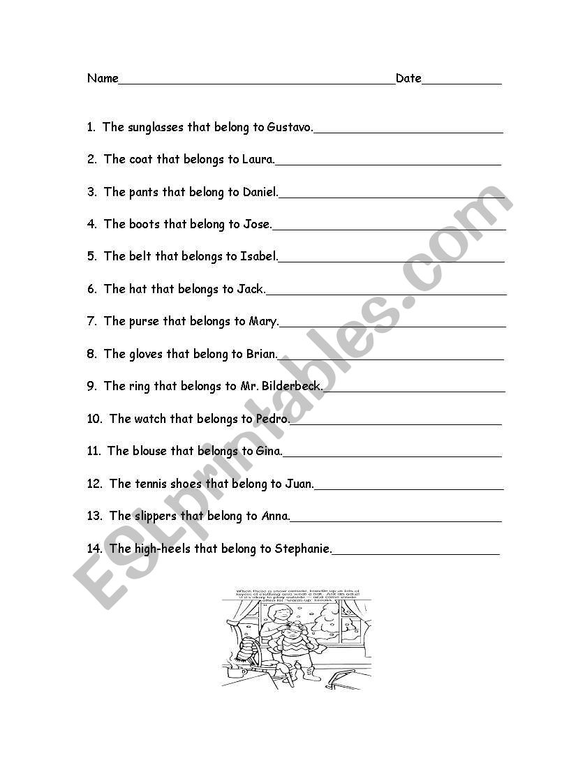 Possesives  worksheet