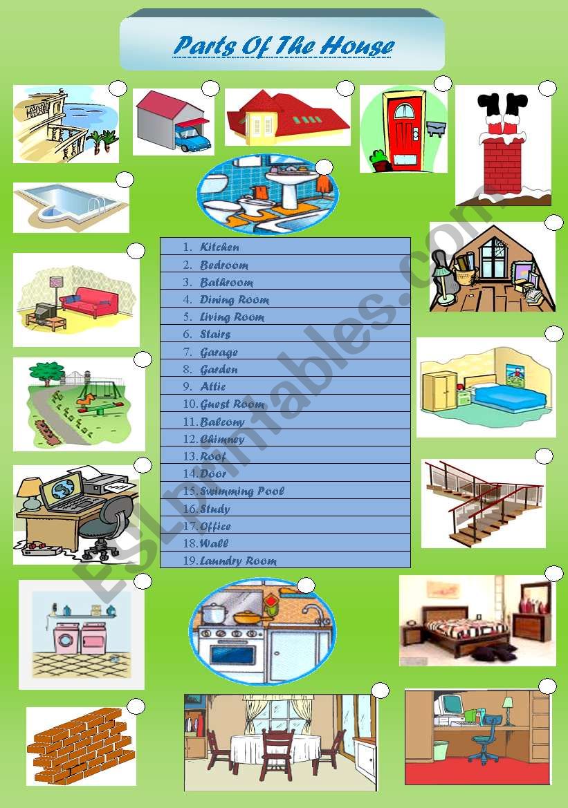 Parts Of The House worksheet