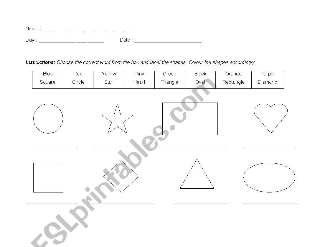 Shapes and Colors worksheet