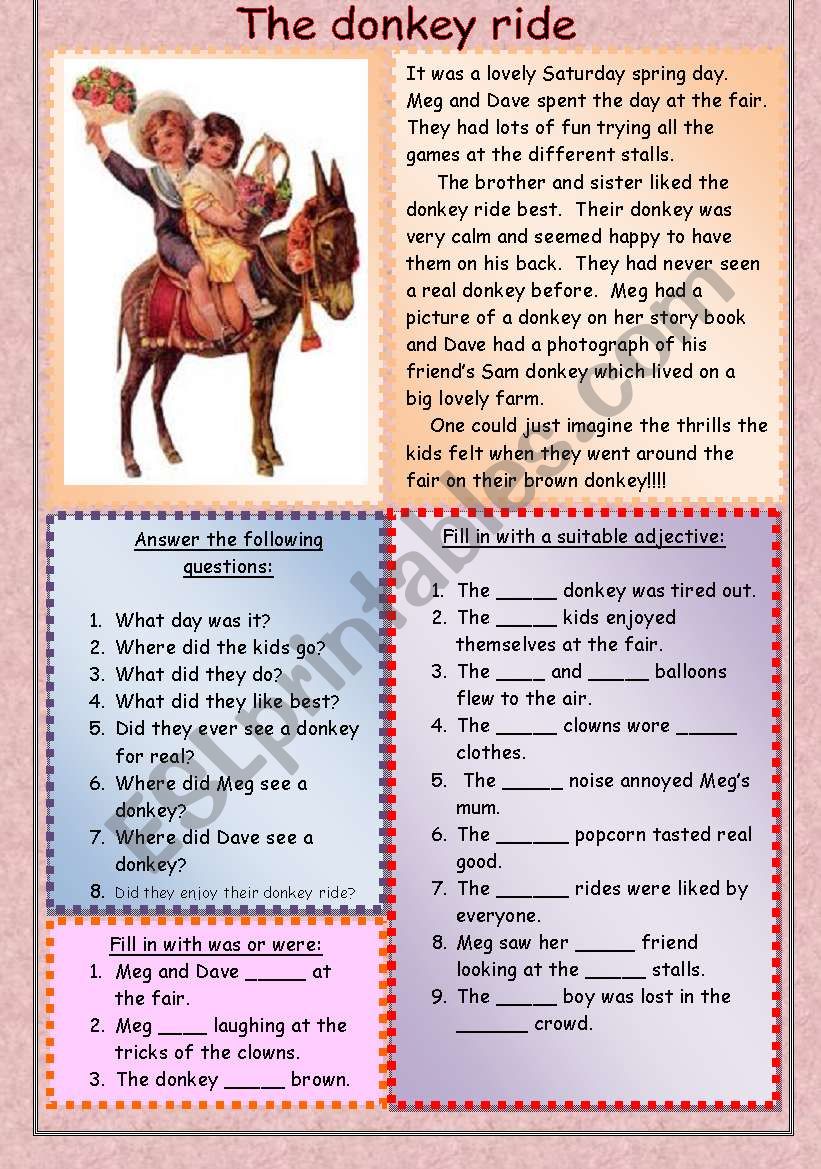 The donkey ride worksheet