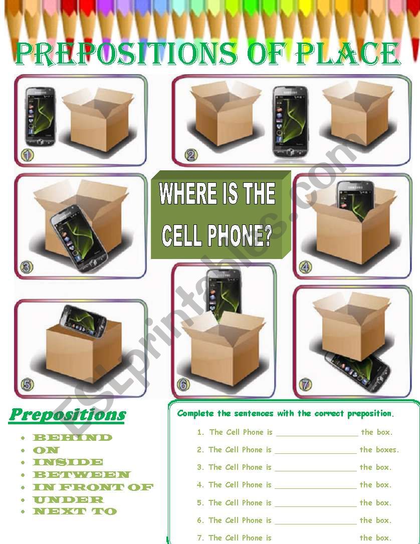 PREPOSITIONS OF PLACE worksheet