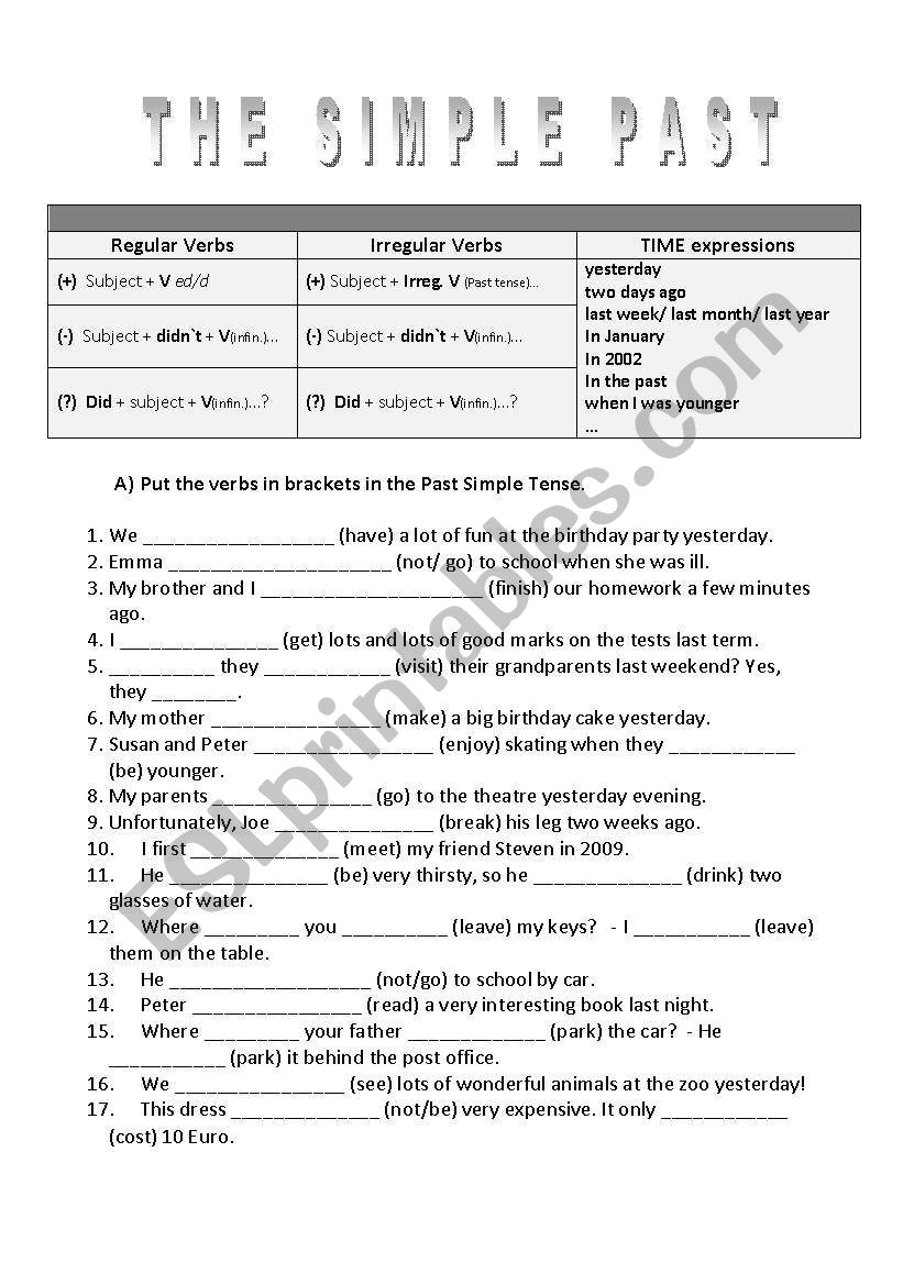 Simple Past worksheet