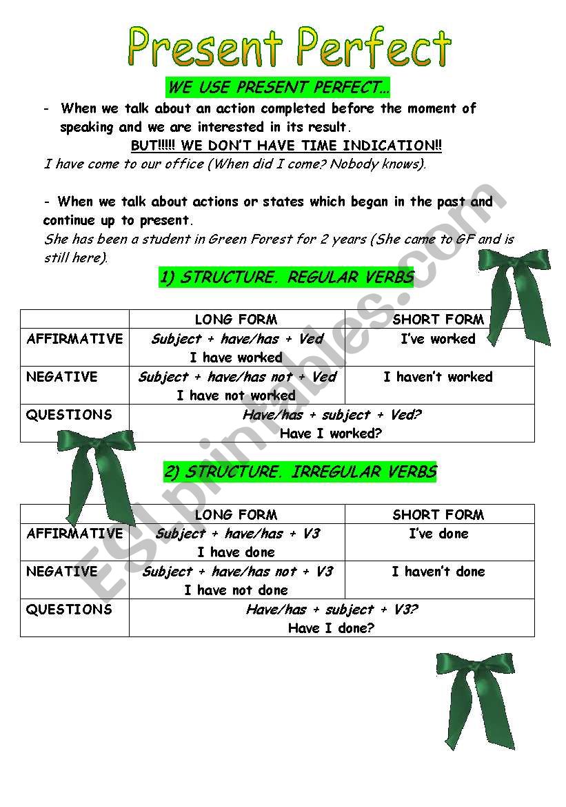 Present Perfect worksheet