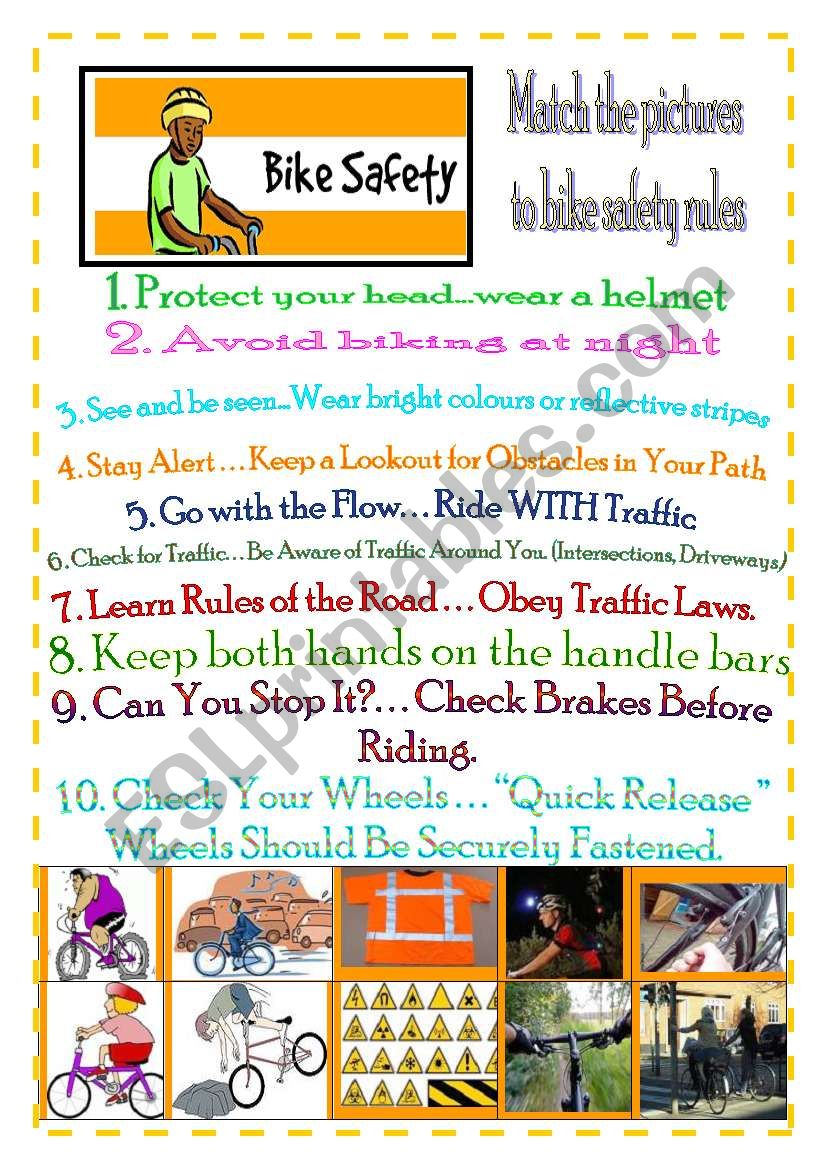 BIKE SAFETY worksheet