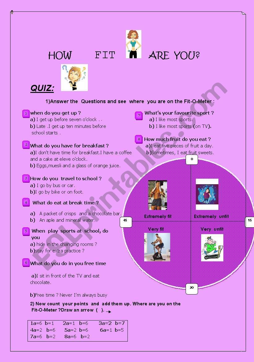 Are you fit? worksheet