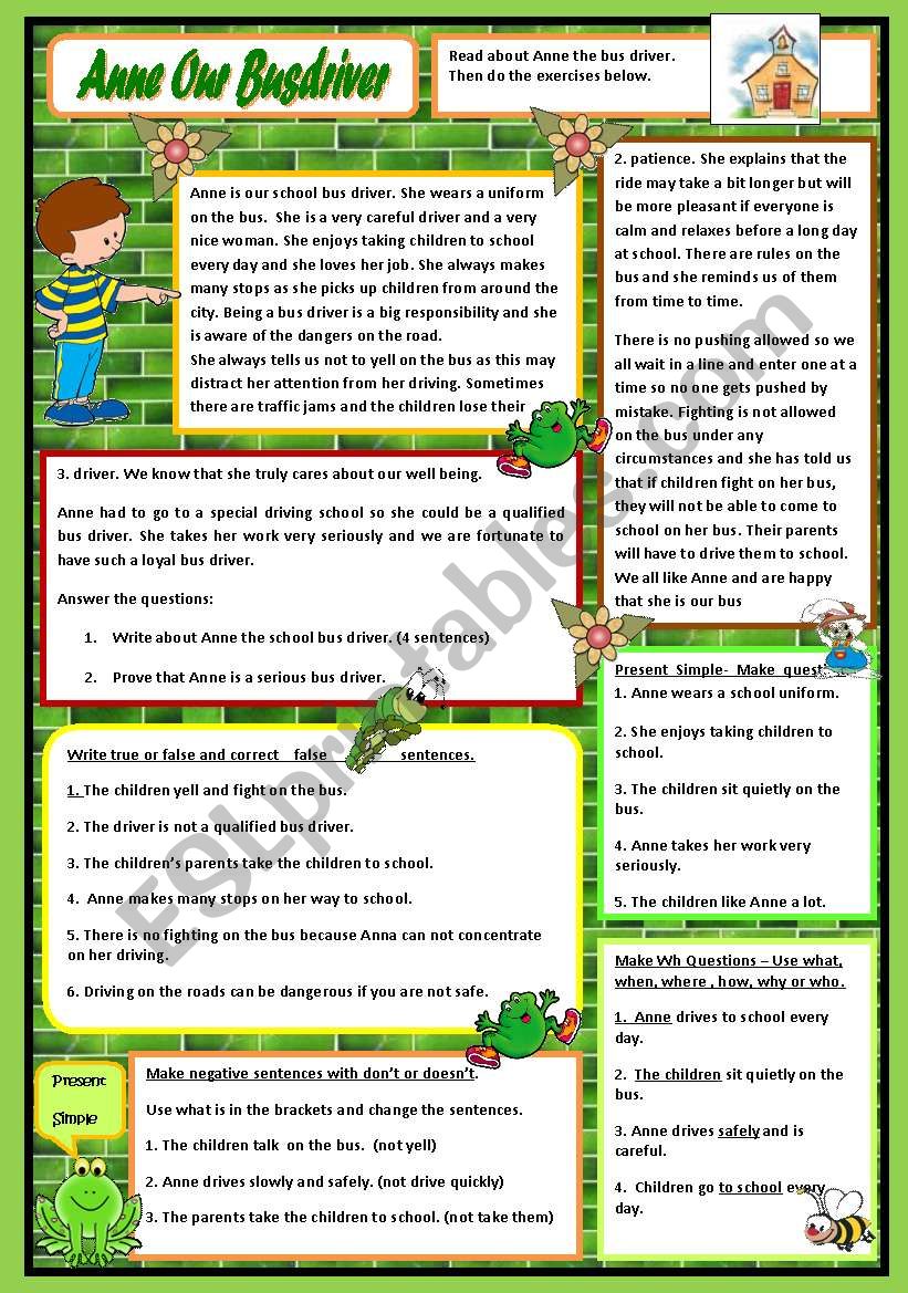 Anne Our Busdriver worksheet