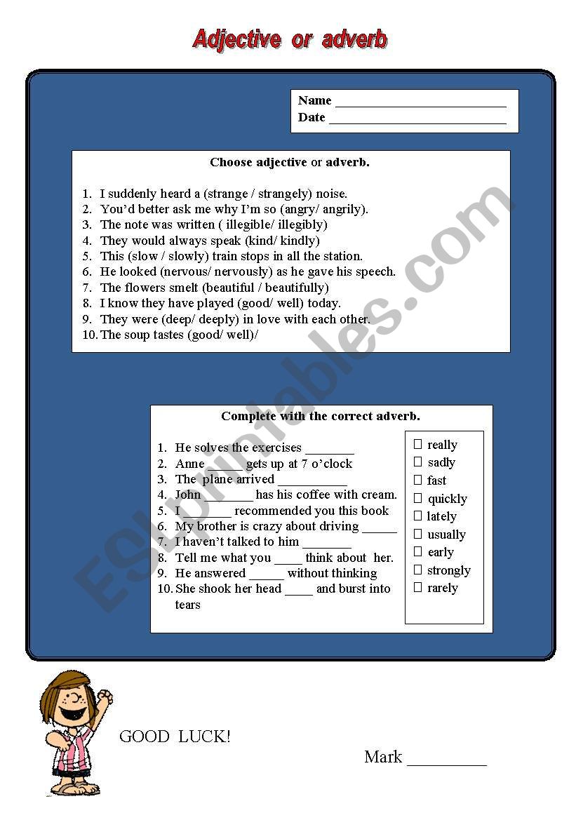 adverb or adjective worksheet