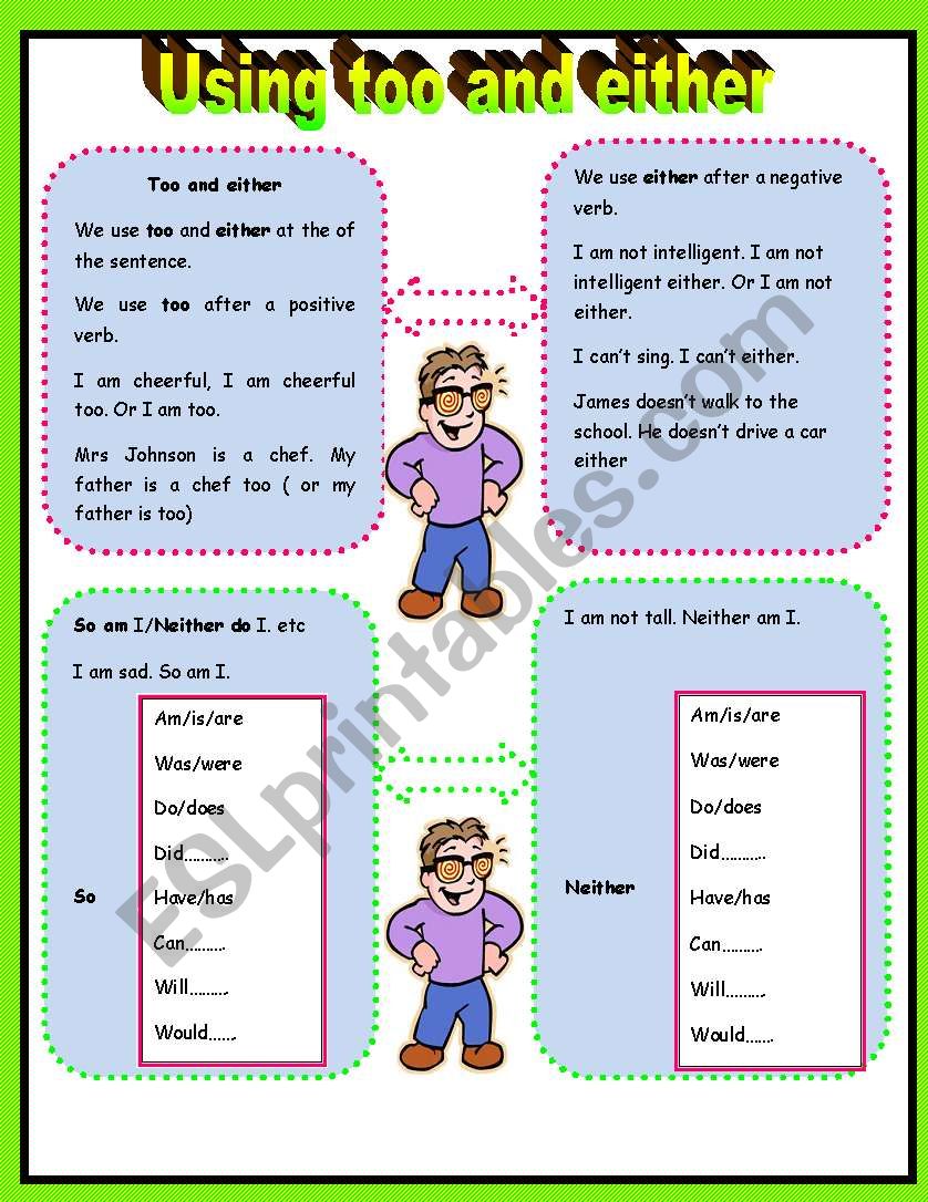 using too and either worksheet