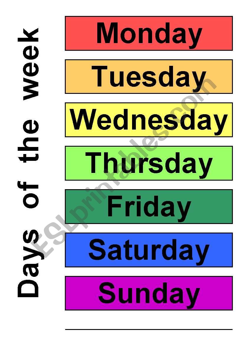 Days of the week worksheet