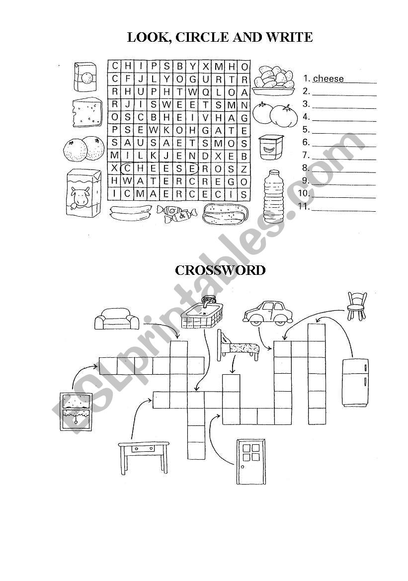 food and furniture worksheet