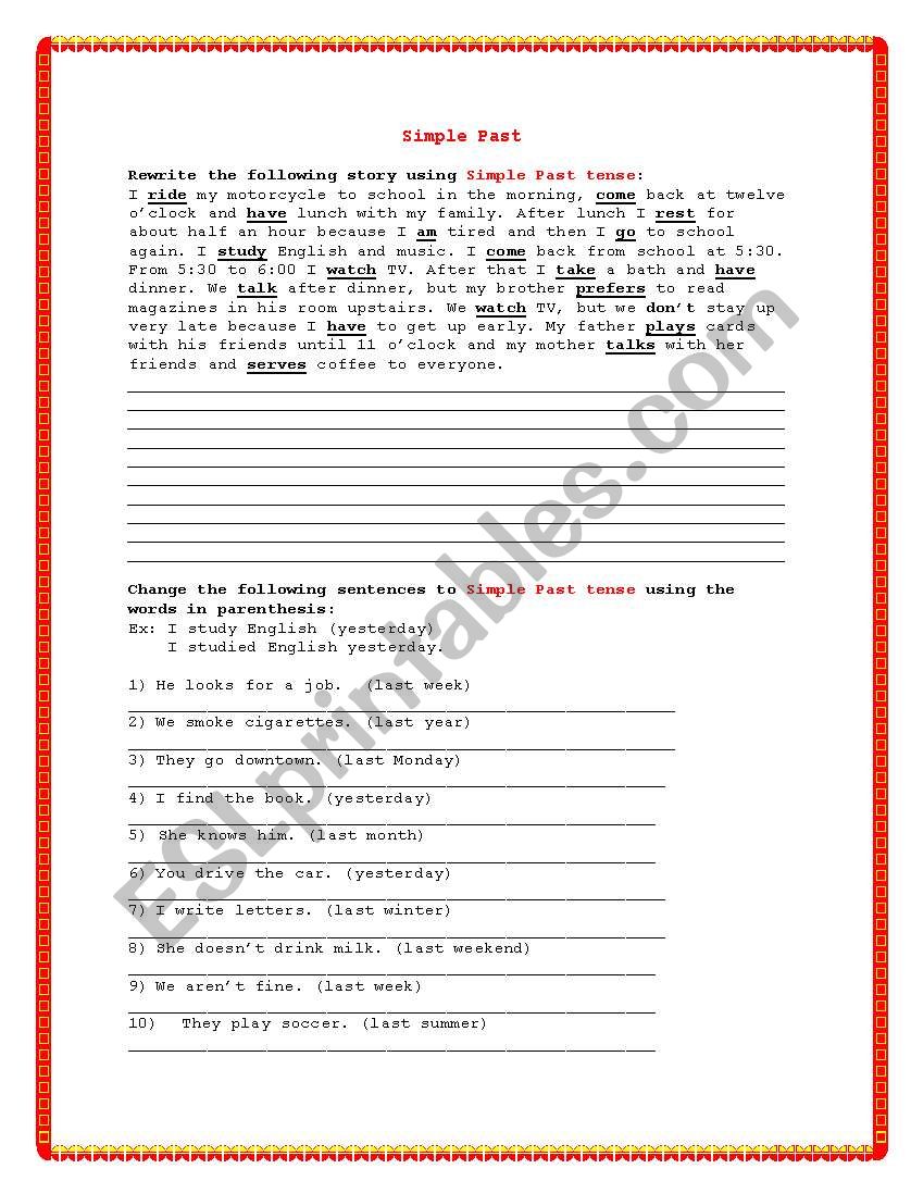 Simple Past worksheet