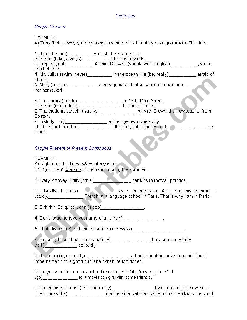 Grammar Review worksheet