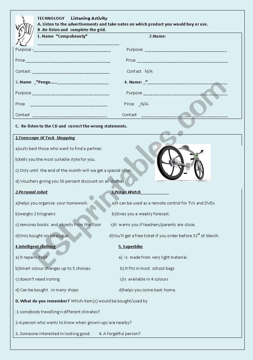 Future Gadgets-Technology worksheet