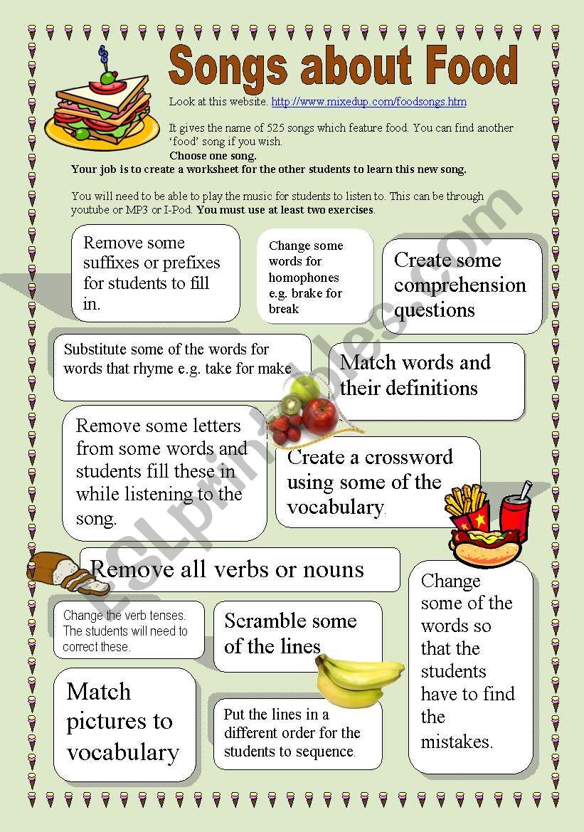 On Top of Spaghetti & happy Little vegemites: Creating song worksheets