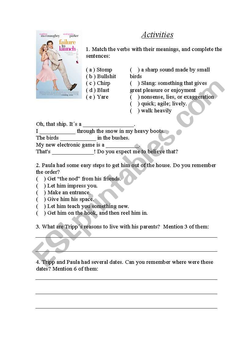 Failure to Launch worksheet