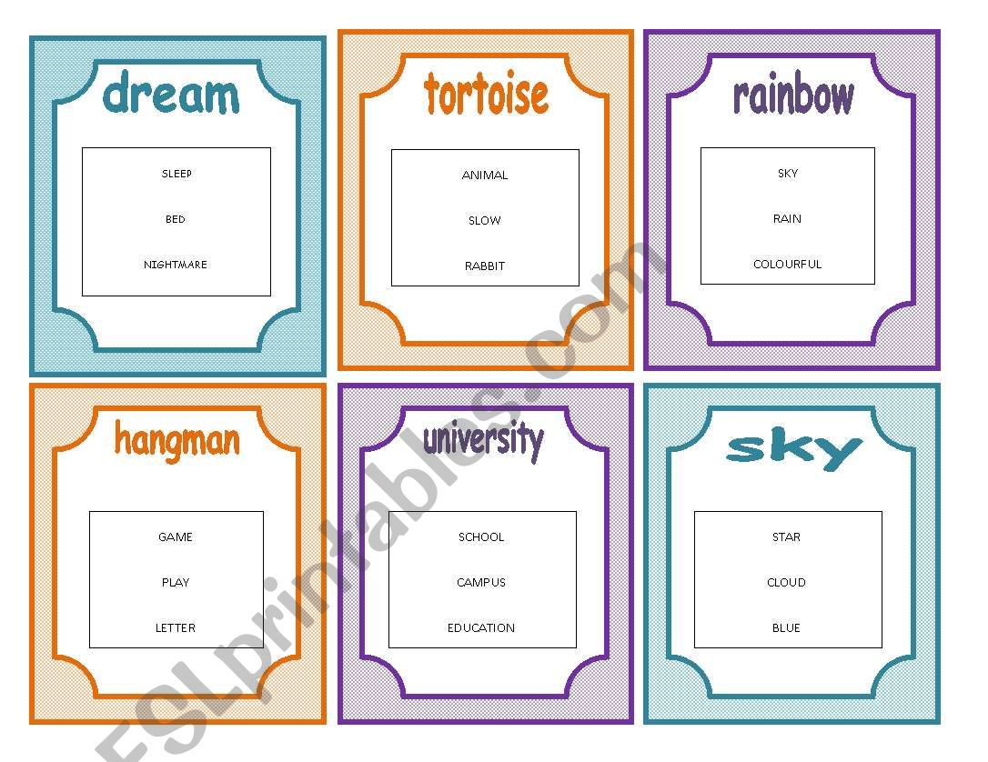 Taboo Cards Set 2 of 5 worksheet