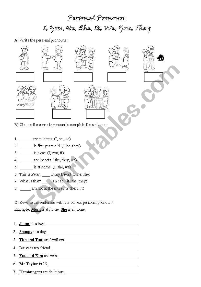 Personal Pronouns worksheet