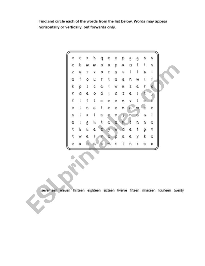 spelling of numbers worksheet