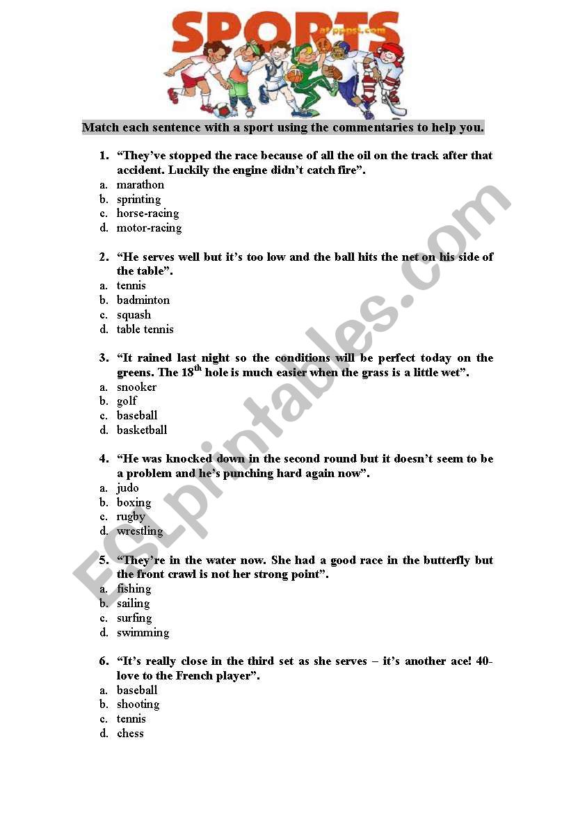 Sports Quiz worksheet