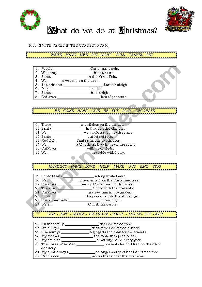 What do we do at Christmas? worksheet