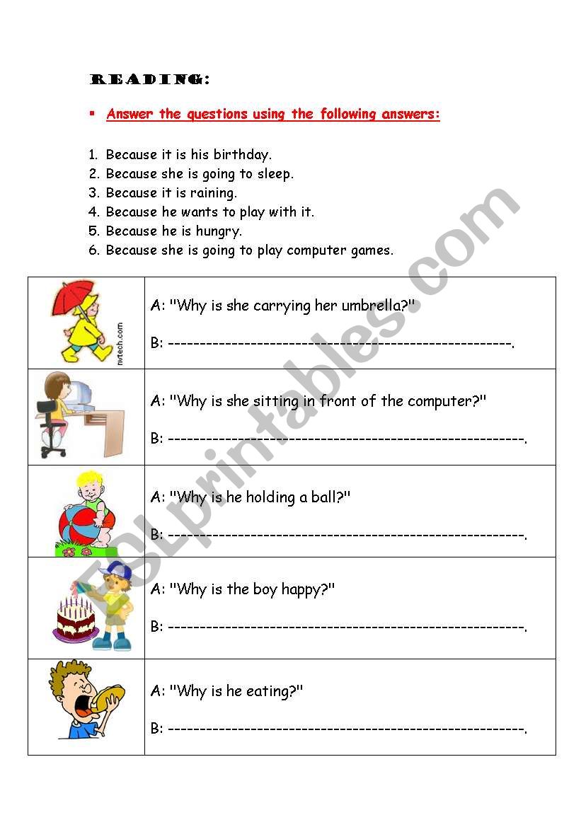 Why Questions worksheet