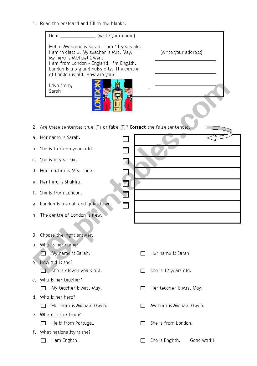 Personal Identification I worksheet