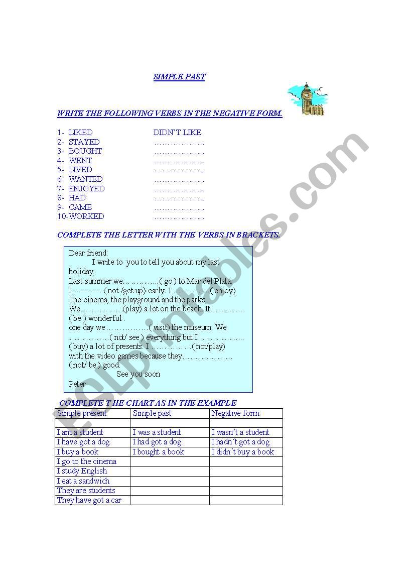 SIMPLE PAST  worksheet