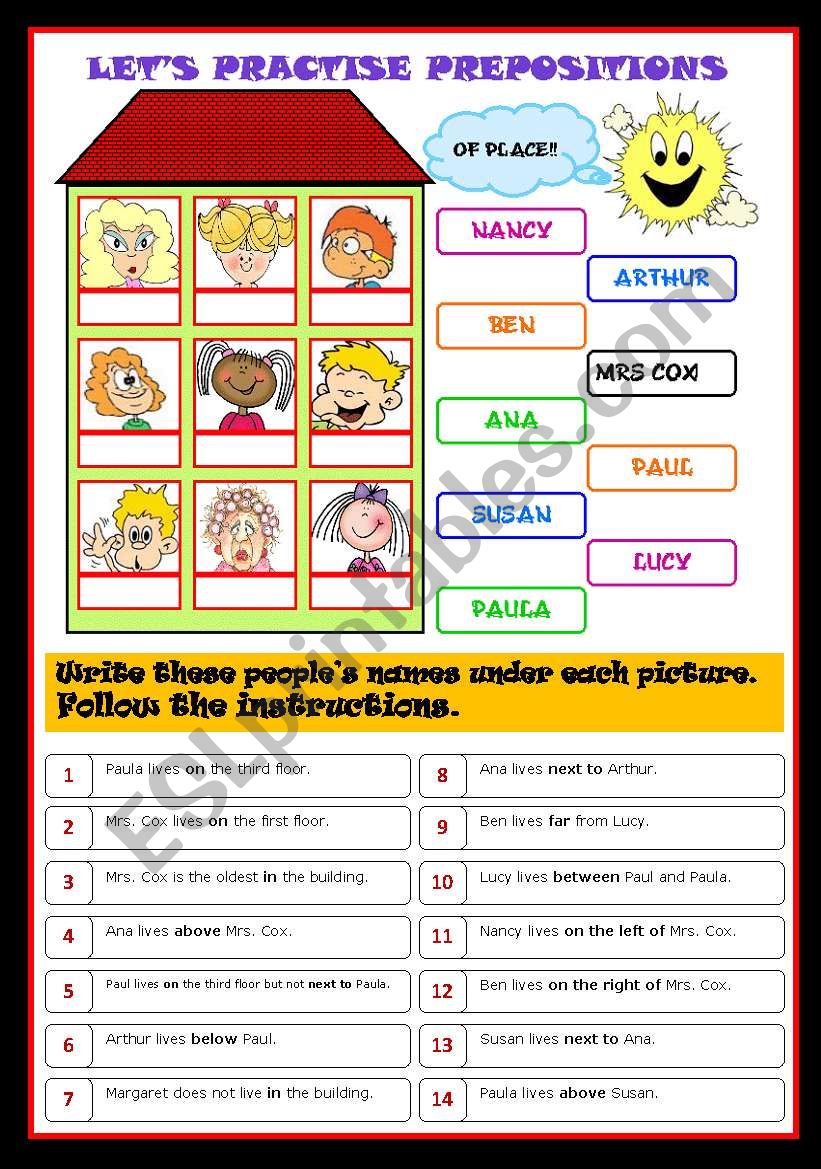 Lets practise prepositions of place