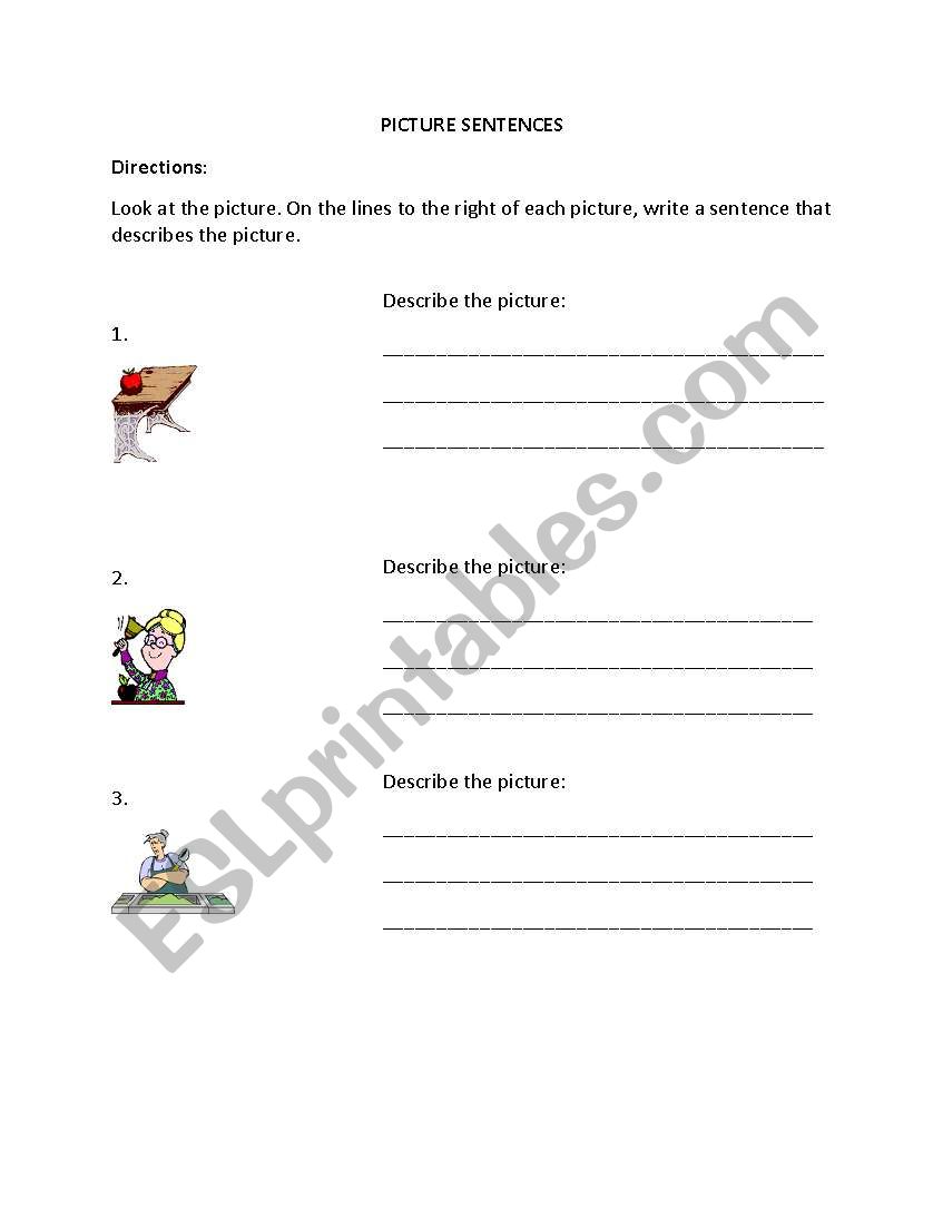 picture sentences worksheet
