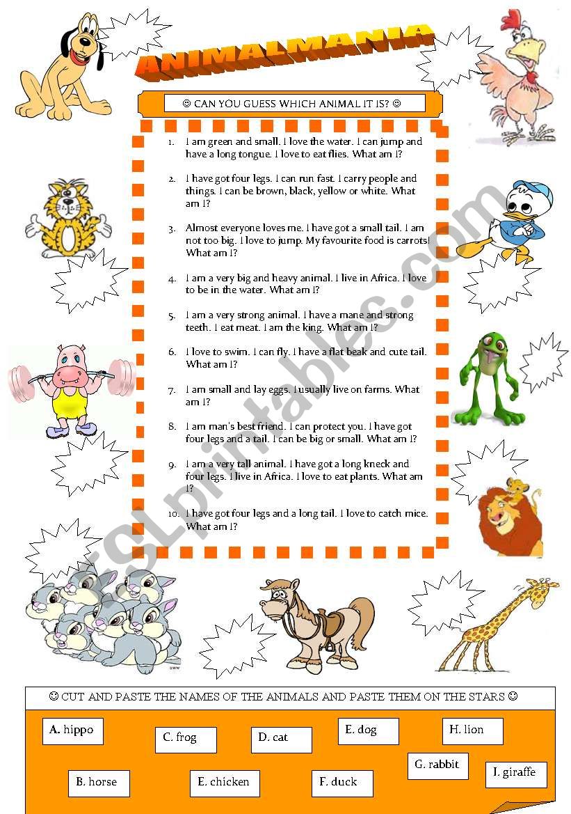 ANIMALS worksheet