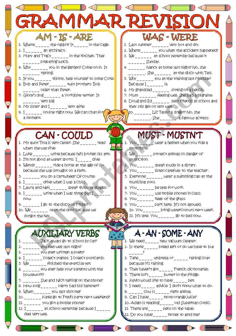 Grammar Revision (1)  *B&W + KEY included*