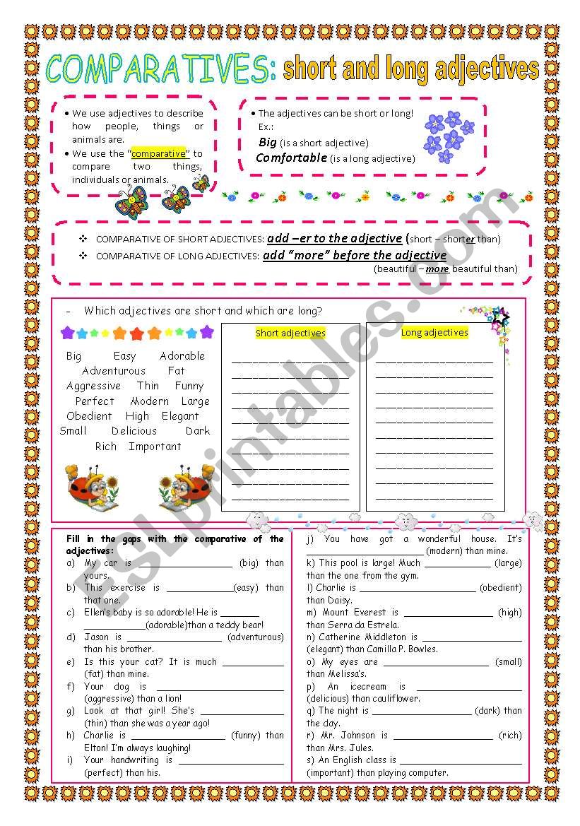 Comparative (short and long adjectives)