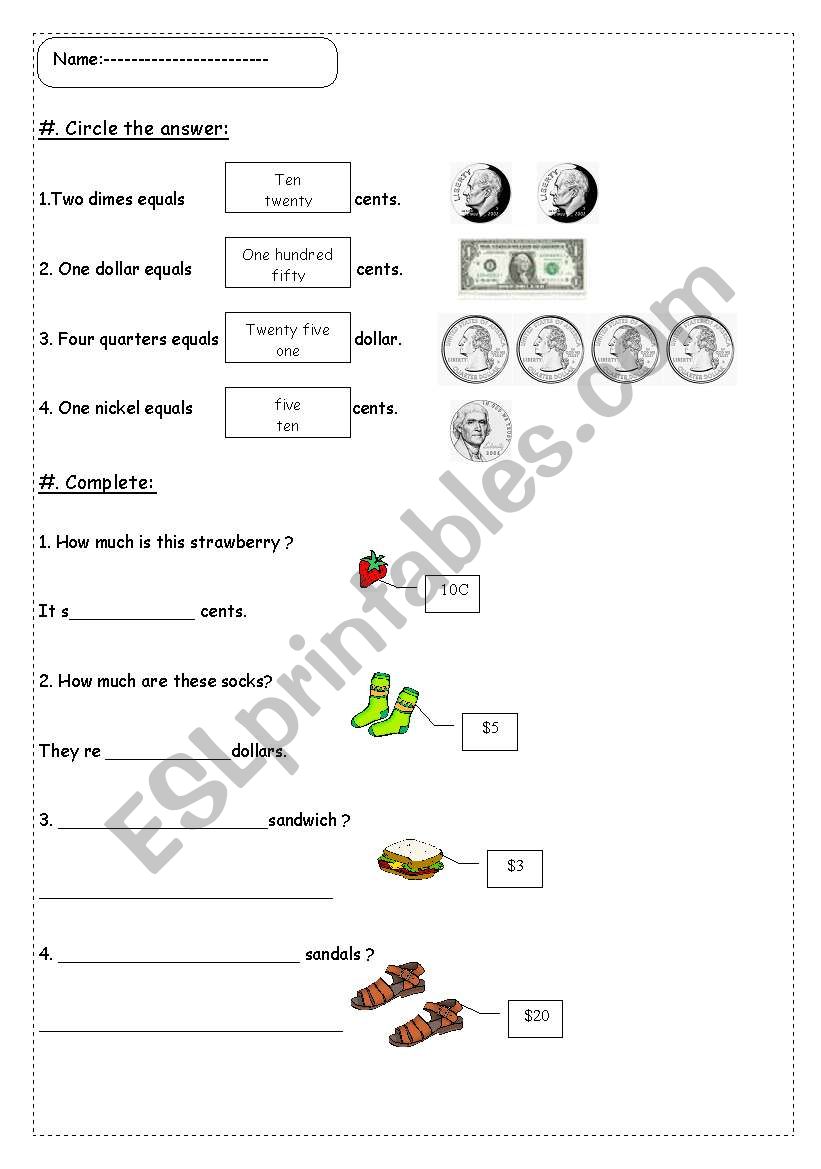 money/How much? worksheet