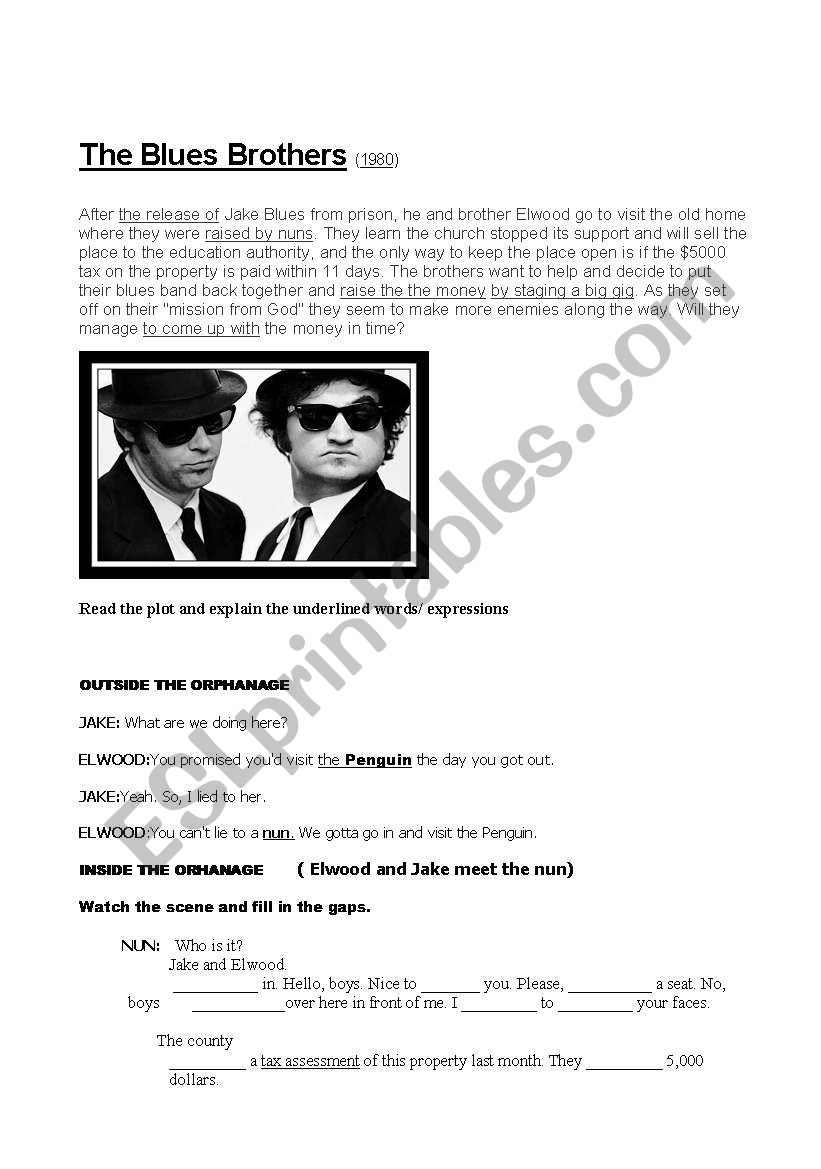 Blues Brothers worksheet