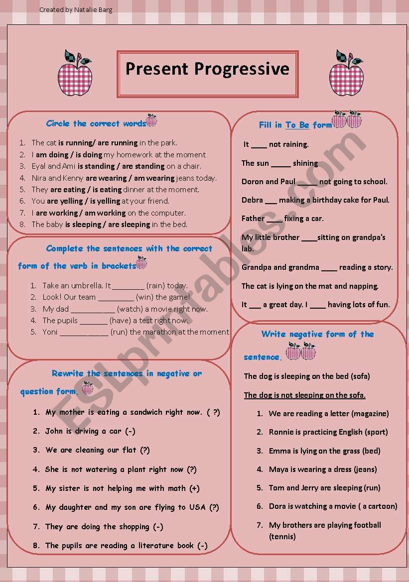 Present Progressive worksheet