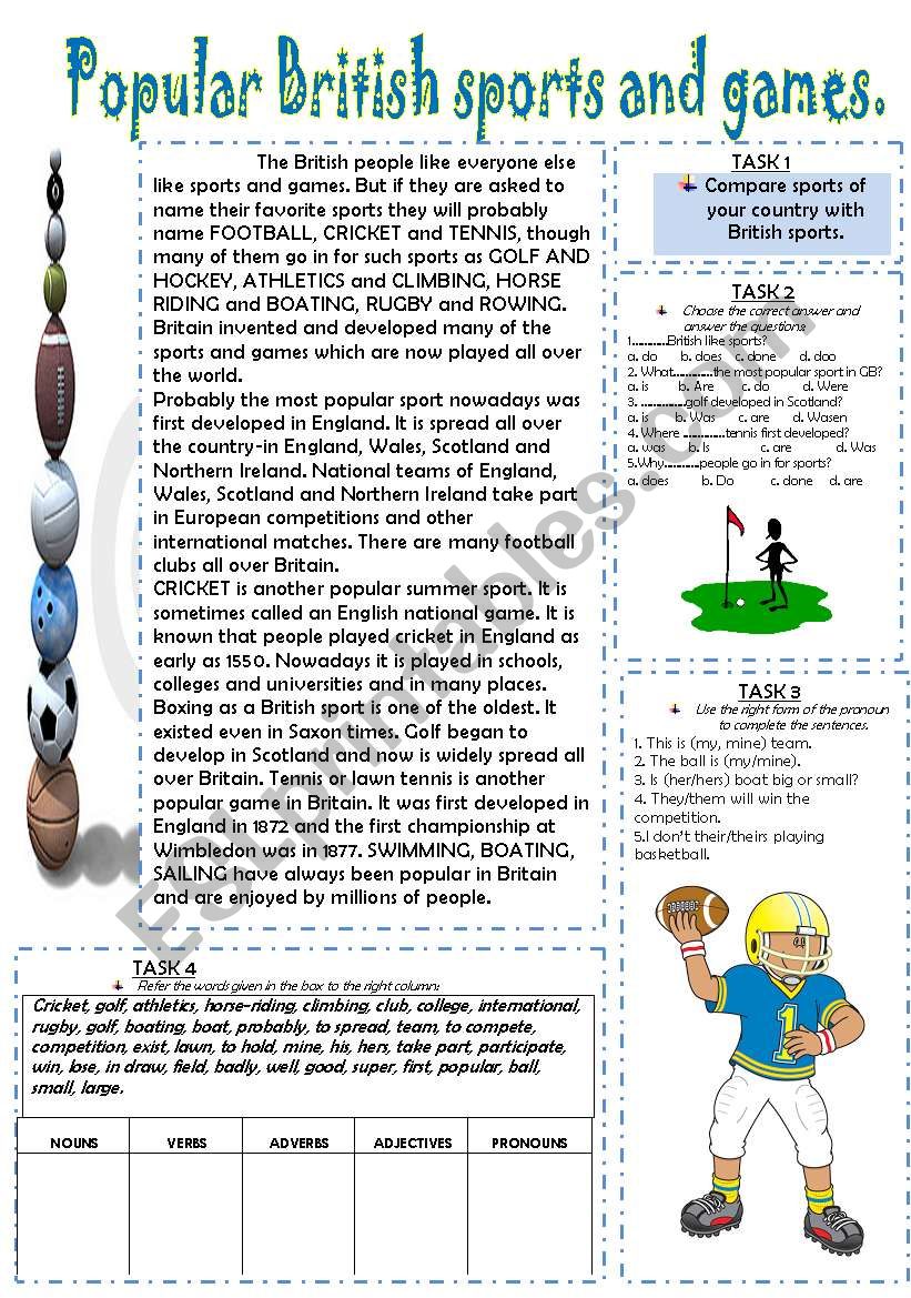 SPORTS in Britain worksheet