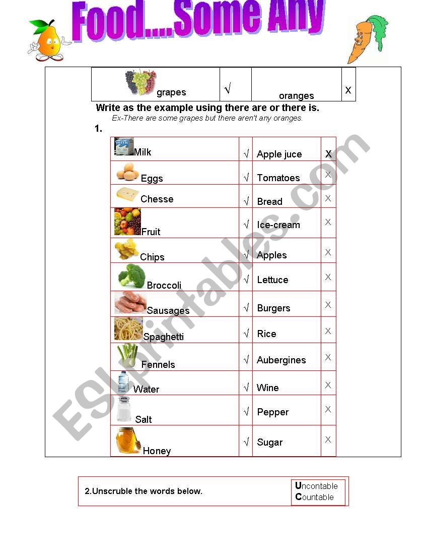 Food...Some Any worksheet