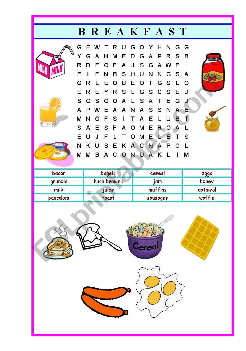 breakfast worksheet