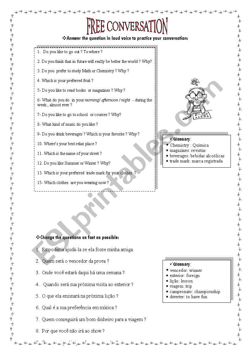 Free Conversation worksheet