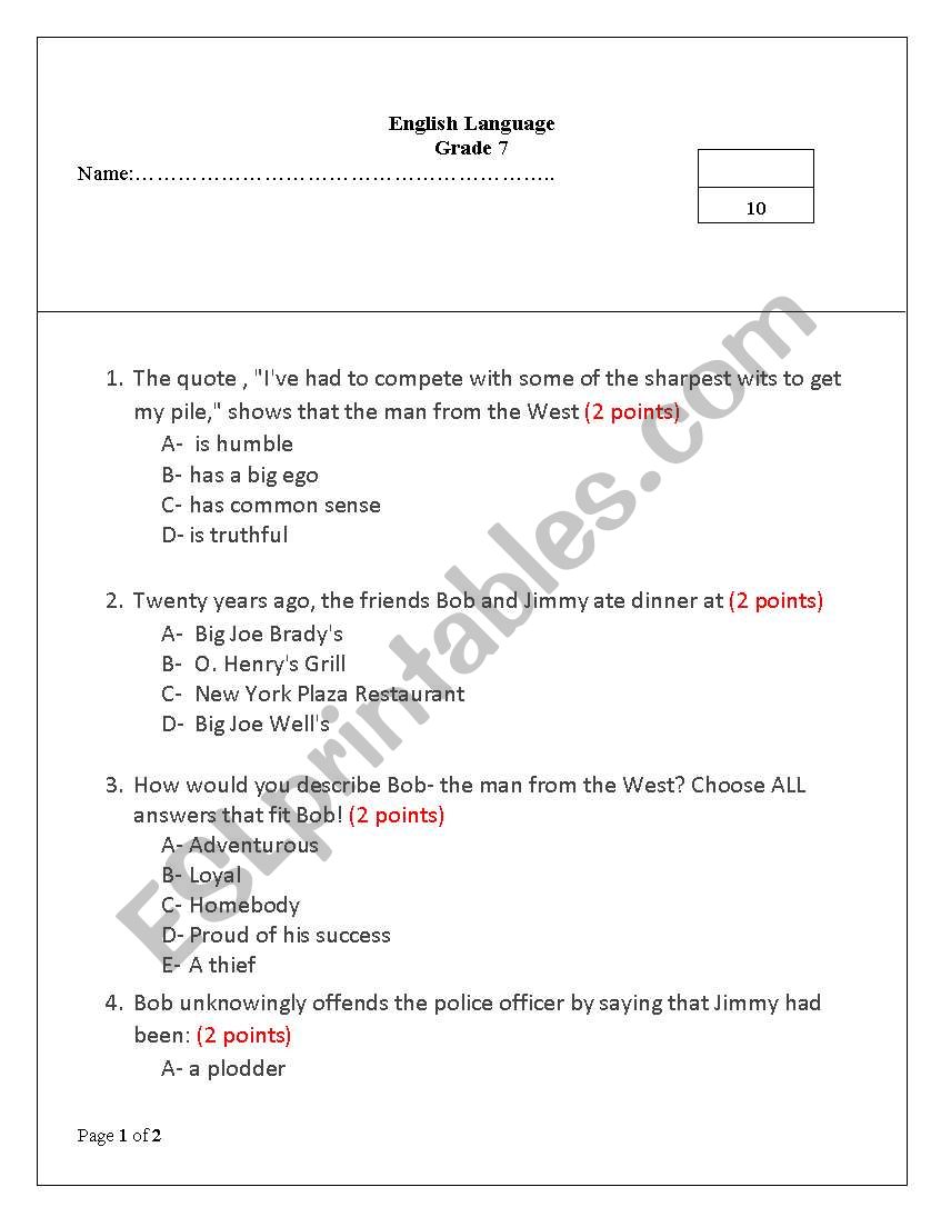 The Tell Tale Heart worksheet